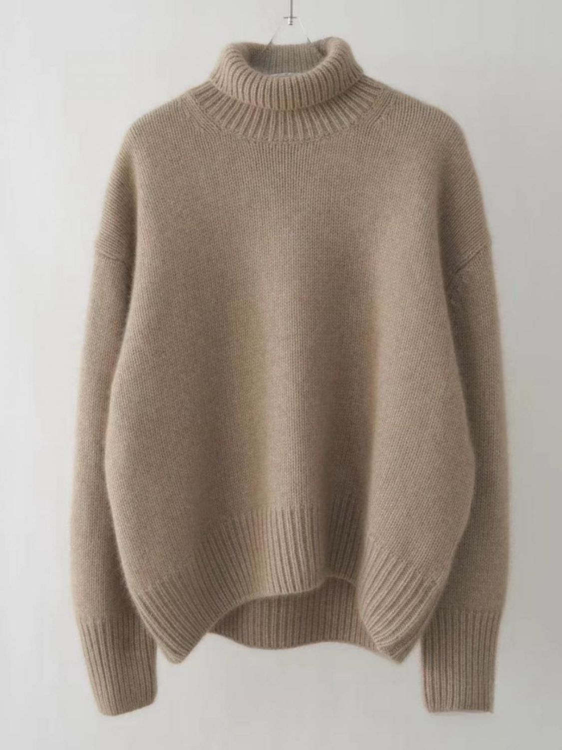 Turtleneck Dropped Shoulder Long Sleeve Sweater