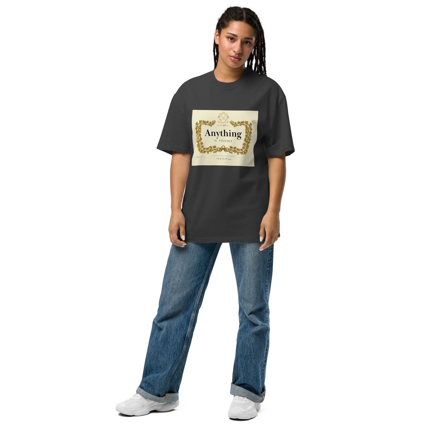 Anything is Possible Oversized faded t-shirt